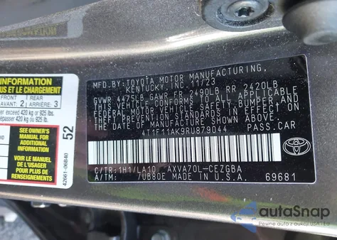 2024 Toyota Camry Xle z USA, uszkodzony, nr VIN 4T1F11AK9RU879044